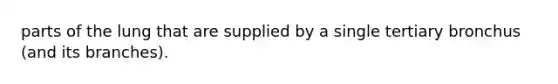parts of the lung that are supplied by a single tertiary bronchus (and its branches).