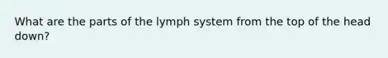 What are the parts of the lymph system from the top of the head down?