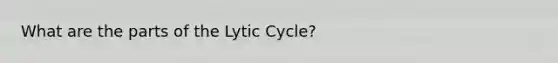 What are the parts of the Lytic Cycle?