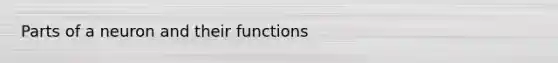 Parts of a neuron and their functions