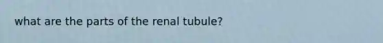 what are the parts of the renal tubule?