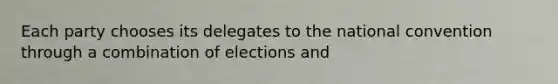 Each party chooses its delegates to the national convention through a combination of elections and