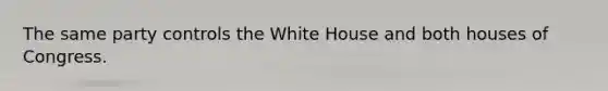 The same party controls the White House and both houses of Congress.