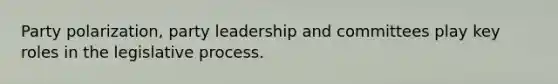 Party polarization, party leadership and committees play key roles in the legislative process.