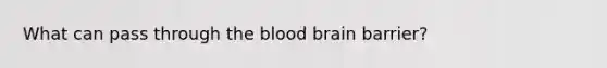 What can pass through the blood brain barrier?