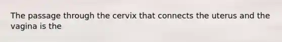 The passage through the cervix that connects the uterus and the vagina is the