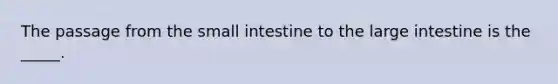 The passage from the small intestine to the large intestine is the _____.