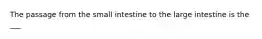 The passage from the small intestine to the large intestine is the ___