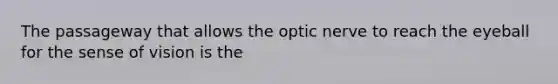 The passageway that allows the optic nerve to reach the eyeball for the sense of vision is the