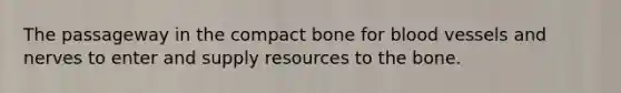 The passageway in the compact bone for blood vessels and nerves to enter and supply resources to the bone.