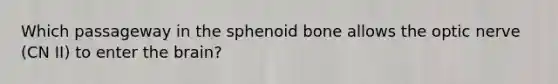 Which passageway in the sphenoid bone allows the optic nerve (CN II) to enter the brain?