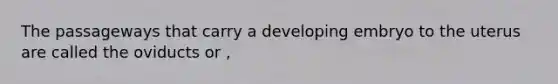 The passageways that carry a developing embryo to the uterus are called the oviducts or ,