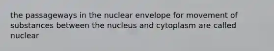 the passageways in the nuclear envelope for movement of substances between the nucleus and cytoplasm are called nuclear