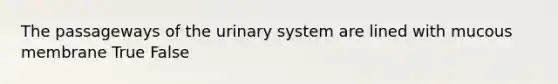 The passageways of the urinary system are lined with mucous membrane True False