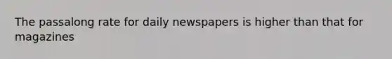 The passalong rate for daily newspapers is higher than that for magazines