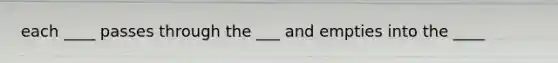 each ____ passes through the ___ and empties into the ____