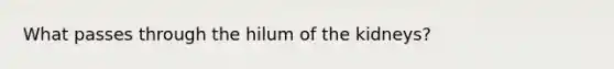 What passes through the hilum of the kidneys?