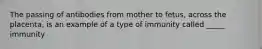 The passing of antibodies from mother to fetus, across the placenta, is an example of a type of immunity called _____ immunity