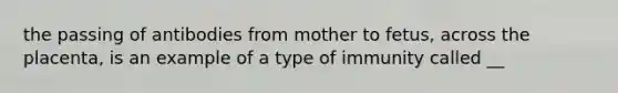 the passing of antibodies from mother to fetus, across the placenta, is an example of a type of immunity called __