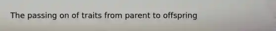 The passing on of traits from parent to offspring