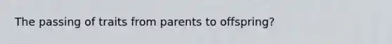 The passing of traits from parents to offspring?