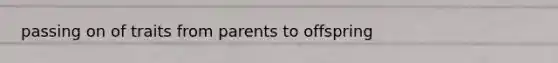 passing on of traits from parents to offspring