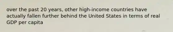 over the past 20 years, other high-income countries have actually fallen further behind the United States in terms of real GDP per capita