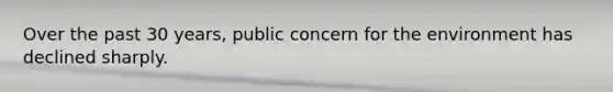 Over the past 30 years, public concern for the environment has declined sharply.