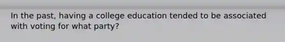 In the past, having a college education tended to be associated with voting for what party?