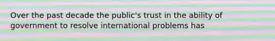 Over the past decade the public's trust in the ability of government to resolve international problems has