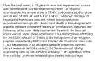 Over the past week, a 32-year-old man has experienced nausea and vomiting and has become mildly icteric. On physical examination, his temperature is 37.4°C. Laboratory studies show serum AST of 208 U/L and ALT of 274 U/L. Serologic findings for HBsAg and HBcAb are positive. A liver biopsy specimen examined microscopically shows focal death of hepatocytes with a portal infiltrate composed mainly of lymphocytes. Which of the following is the most likely mechanism by which the liver cell injury occurs under these conditions? □ (A) Recognition of HBsAg by the CD8 molecule of T cells □ (B) Recognition of an antigenic peptide presented by MHC class I molecules to natural killer cells □ (C) Recognition of an antigenic peptide presented by MHC class I molecule to CD8+ cells □ (D) Destruction of HBsAg-expressing cells by anti-HBs IgG antibody □ (E) Apoptosis of the liver cells by cytokines released by activated macrophages