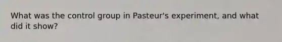 What was the control group in Pasteur's experiment, and what did it show?