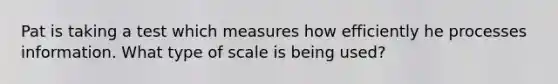 Pat is taking a test which measures how efficiently he processes information. What type of scale is being used?