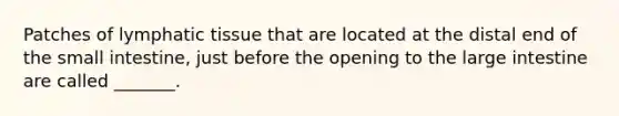 Patches of lymphatic tissue that are located at the distal end of the small intestine, just before the opening to the large intestine are called _______.