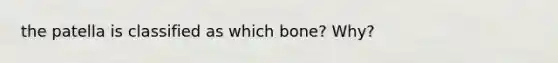 the patella is classified as which bone? Why?