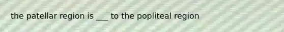 the patellar region is ___ to the popliteal region