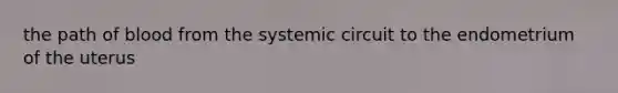 the path of blood from the systemic circuit to the endometrium of the uterus