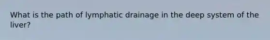 What is the path of lymphatic drainage in the deep system of the liver?