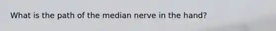 What is the path of the median nerve in the hand?