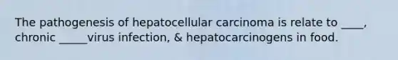 The pathogenesis of hepatocellular carcinoma is relate to ____, chronic _____virus infection, & hepatocarcinogens in food.