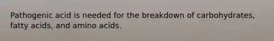 Pathogenic acid is needed for the breakdown of carbohydrates, fatty acids, and amino acids.