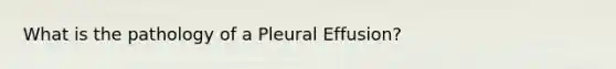 What is the pathology of a Pleural Effusion?