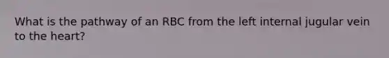 What is the pathway of an RBC from the left internal jugular vein to the heart?