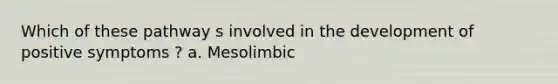 Which of these pathway s involved in the development of positive symptoms ? a. Mesolimbic