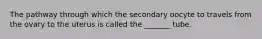 The pathway through which the secondary oocyte to travels from the ovary to the uterus is called the _______ tube.
