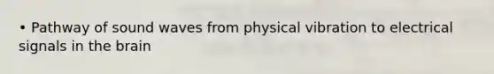 • Pathway of sound waves from physical vibration to electrical signals in the brain