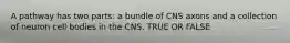 A pathway has two parts: a bundle of CNS axons and a collection of neuron cell bodies in the CNS. TRUE OR FALSE