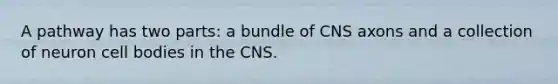 A pathway has two parts: a bundle of CNS axons and a collection of neuron cell bodies in the CNS.