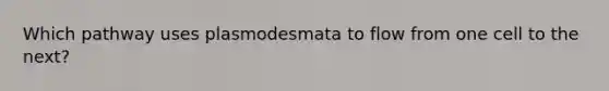 Which pathway uses plasmodesmata to flow from one cell to the next?