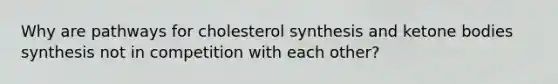 Why are pathways for cholesterol synthesis and ketone bodies synthesis not in competition with each other?